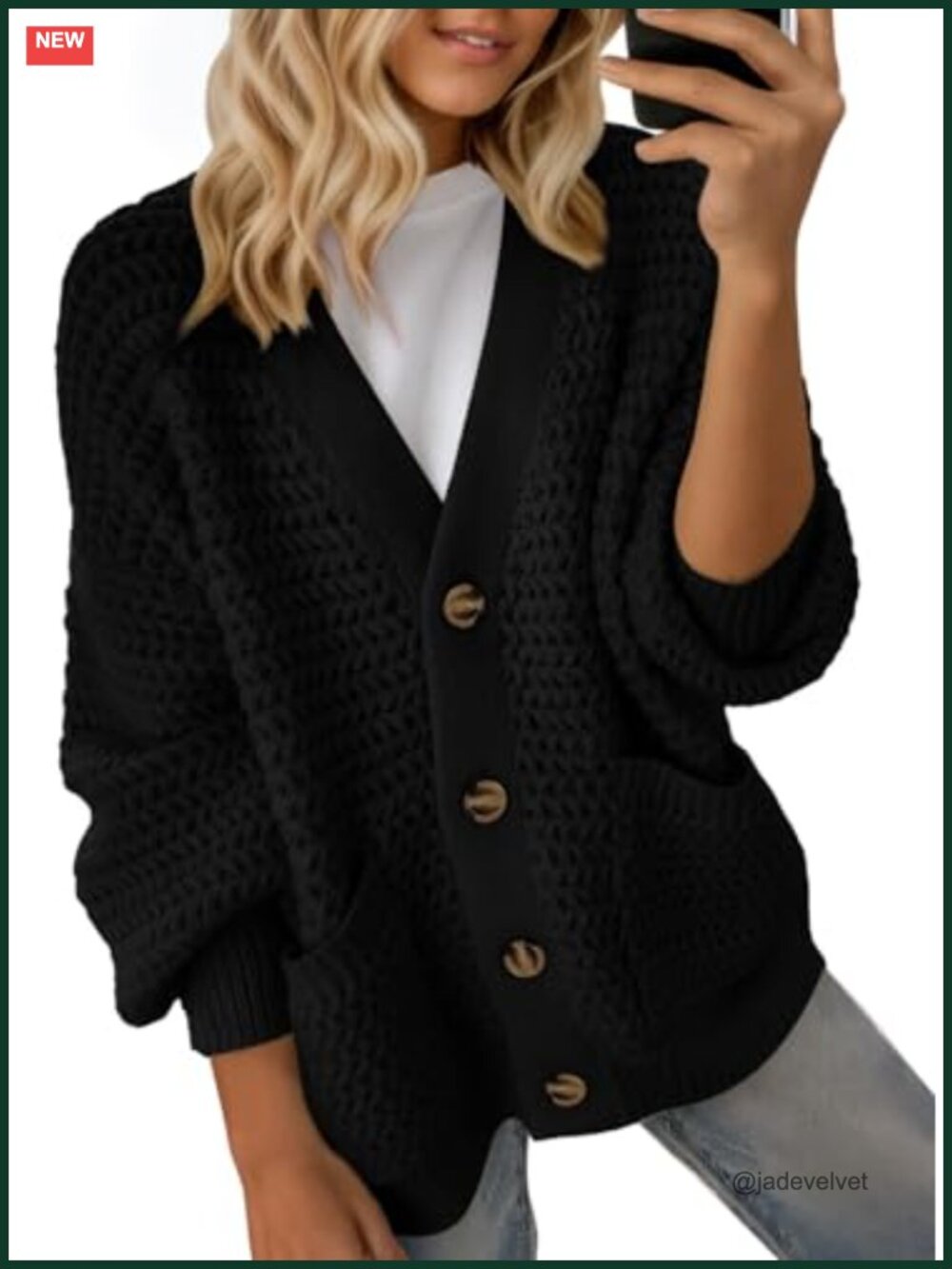 Chunky Knit Open Front Cardigan Long Sleeve V-Neck Cable Knit